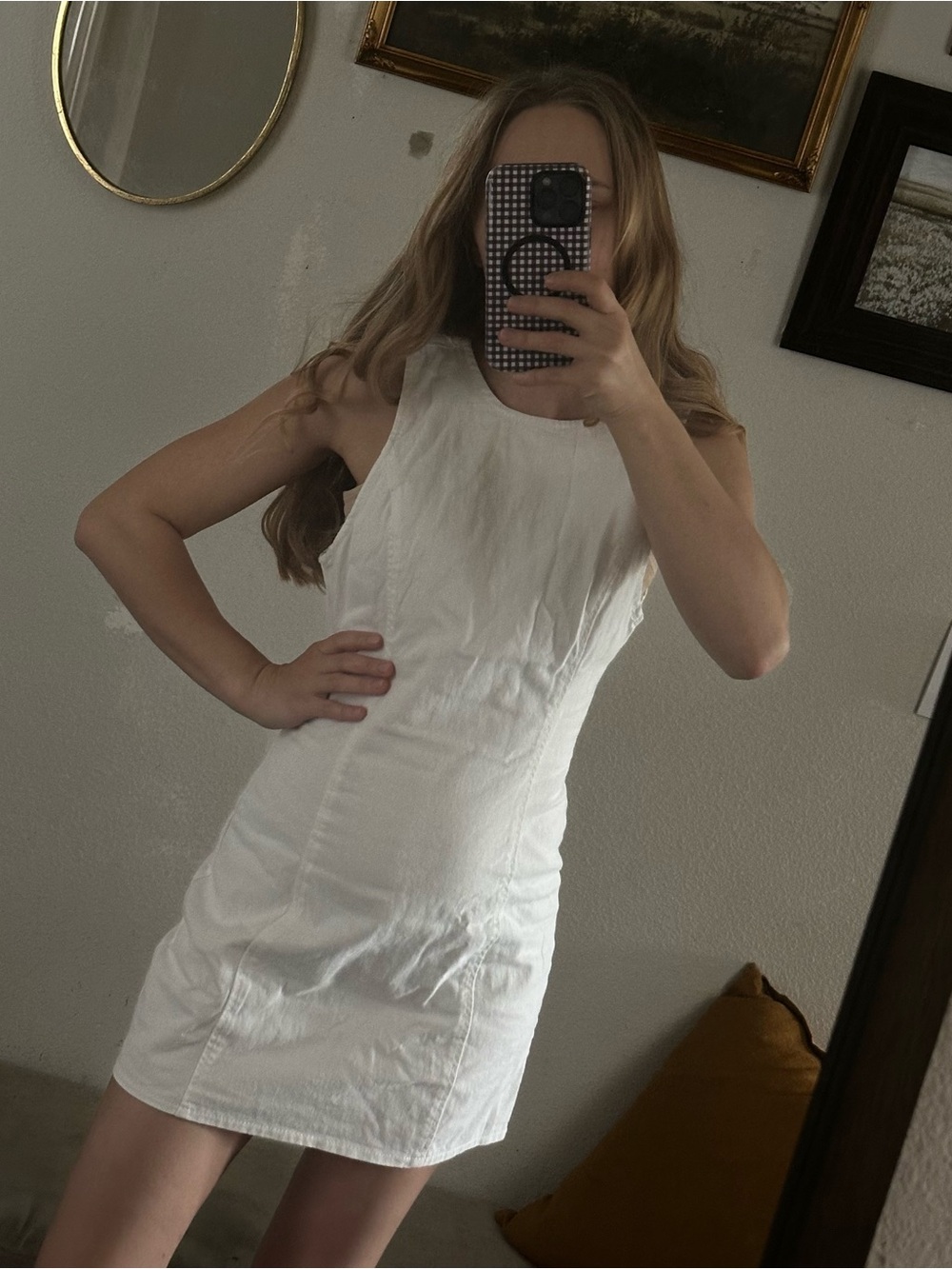 Sleeveless White Denim Dress - Classic Women's Summer Dress